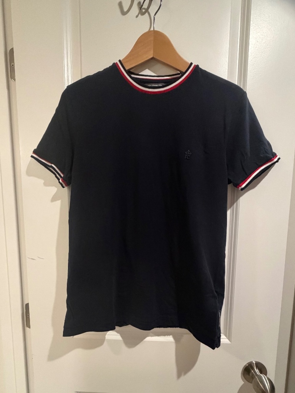 French Connection Men's Navy Ringer T-Shirt Size M